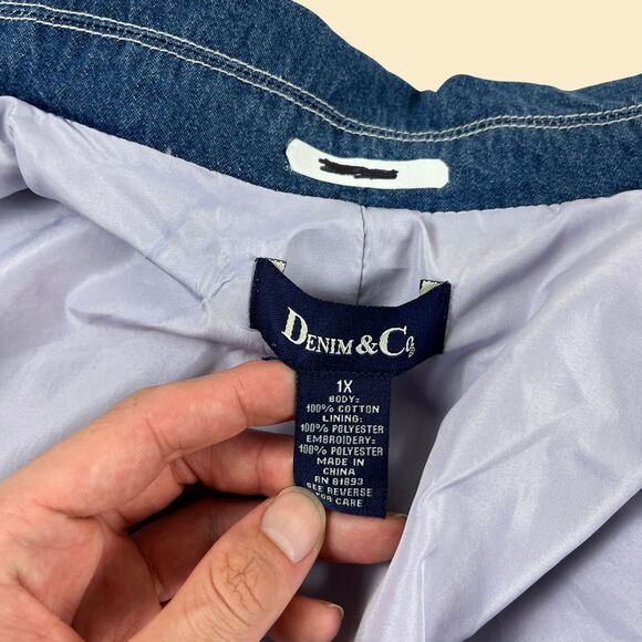 Y2K denim 1X jacket, vintage womens 2000s jean snap clasp jacket by Denim & Co - Picture 4 of 10